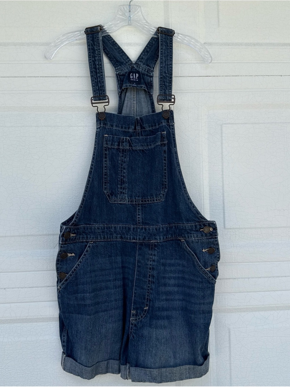 GAP Blue Denim Women's Size Medium Jean Overalls Bib Short Medium Wash